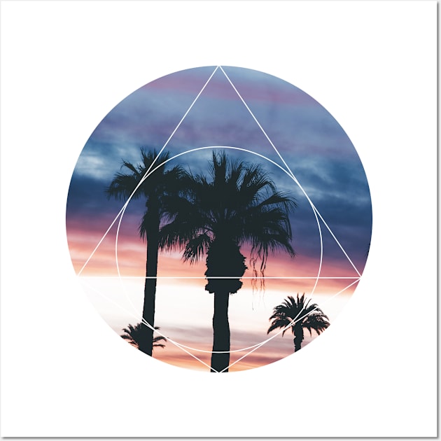 Sunset Palm Trees Geoemtric Photography Wall Art by deificusArt